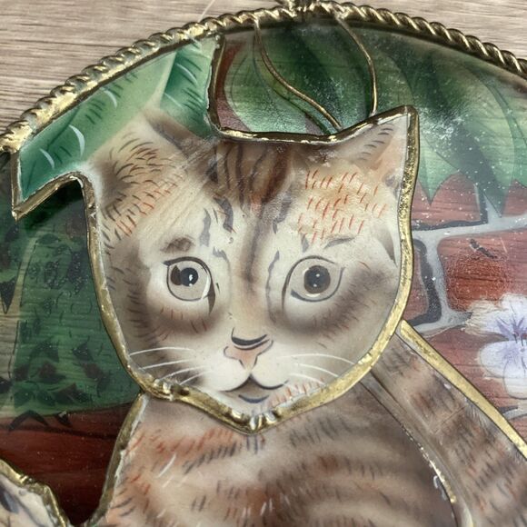 Capiz Shell Tabby Cat Suncatcher Garden Kitty Kitten 4.5 inch Window Decor - Picture 4 of 7